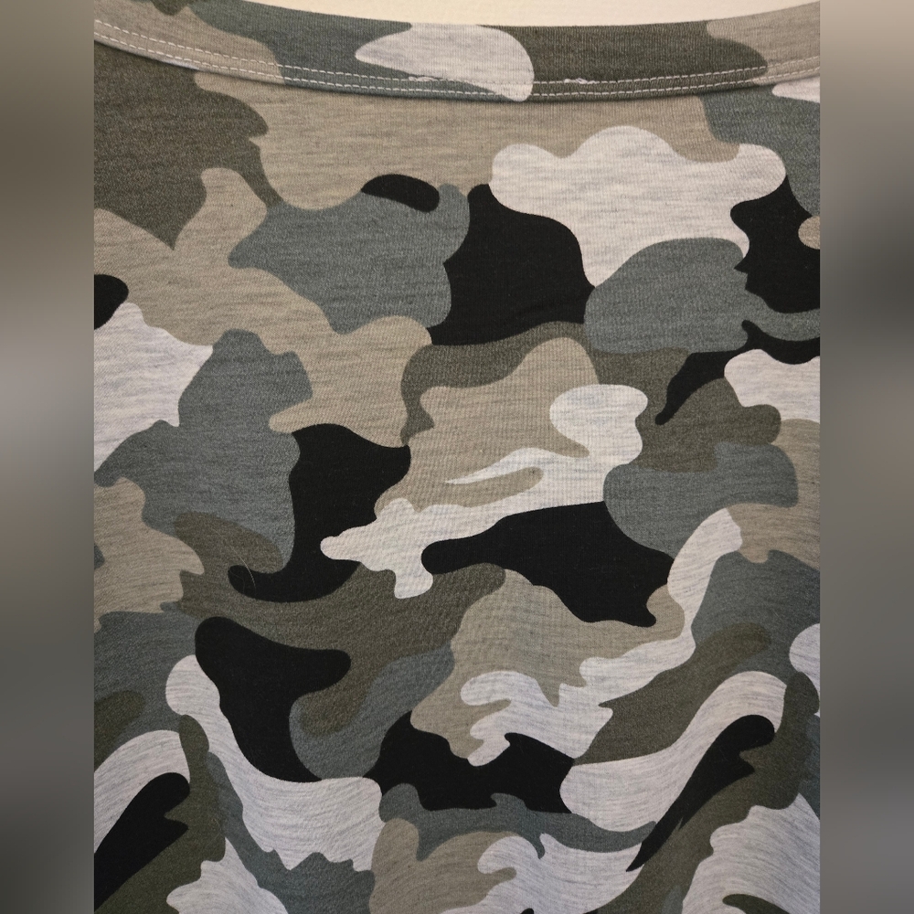 XXL Ricki's Green Beige Grey Black  Camouflage V-Neck T-Shirt Dress Tunic - Picture 5 of 7